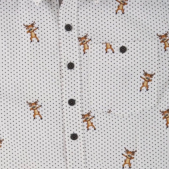 Free Planet Christmas Reindeer Boys Button Up Shirt - Picture 2 of 2